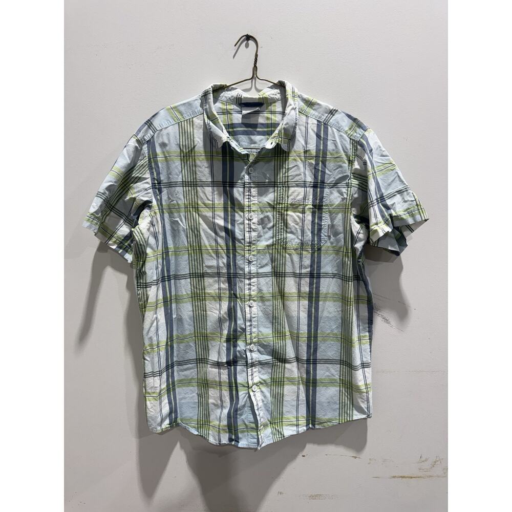 Columbia Mens 2XL Green Plaid Short Sleeve Button Up Shirt